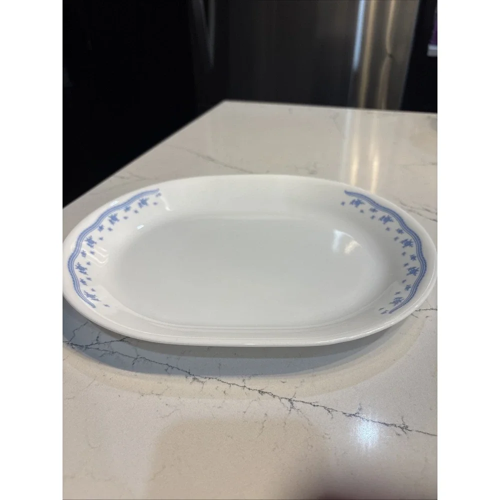 Morning Blue Pattern Corelle by Corning Serving Tray Platter 12.25 X 10 Inches